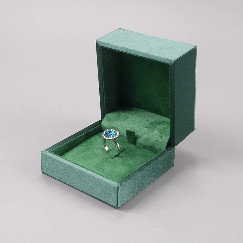 high quality  green velvet  cover plastic frame ring earring necklace bangle bracelet half set jewelry packaging box custom LOGO