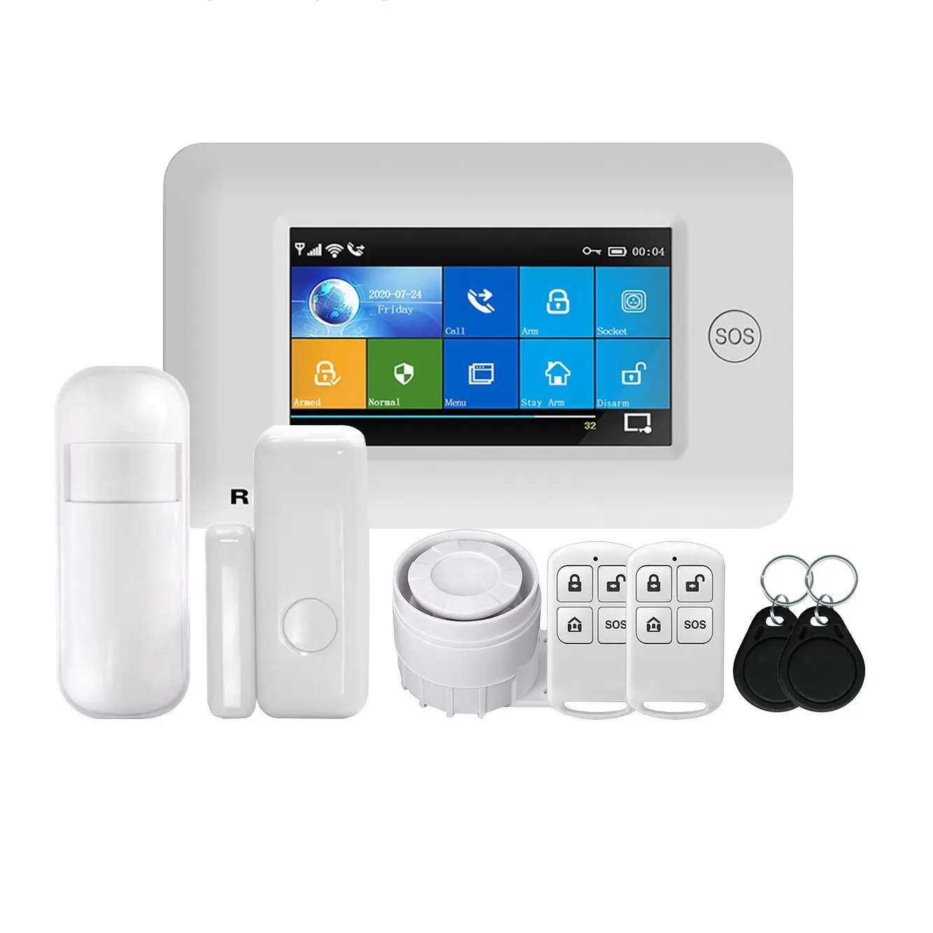 Wireless Tuya Smart Home Alarms WIFI+GSM Security Alarm System with LCD Display