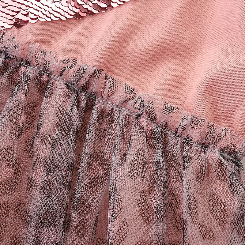 breathable new design sequins Love pattern girls cotton frock long dresses