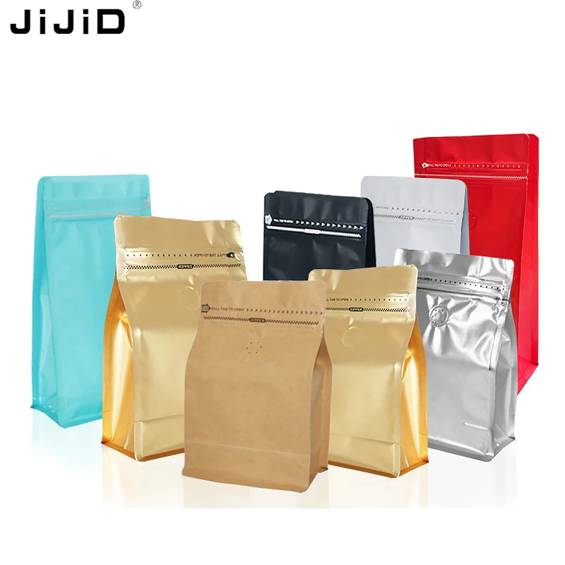 Wholesale Custom Printed Empty Coffee Bag Eight Sides Seal Coffee Packaging Bag With Valve And Zipper