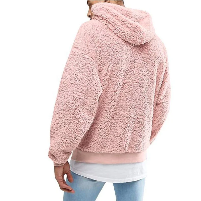 RBX Warm Faux Fur Hoodie Hooded Sweatshirt Tops Pullover Casual Men Hooded Baggy Winter Hoodies