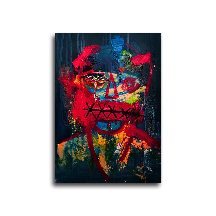 Impressionist Modern Abstract Pop Art One Face in Black and Red Wholesale Handmade Oil Painting on Canvas