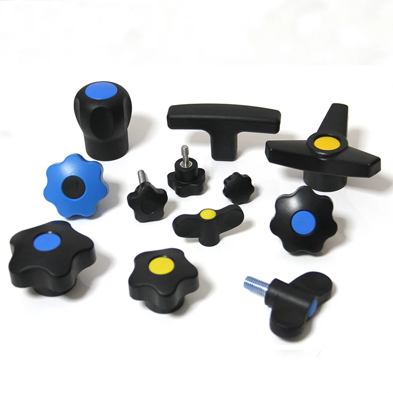plastic nylon star handle  T-shaped hand twist nut screw  triangular spherical fastening knob  mechanical through hole handle
