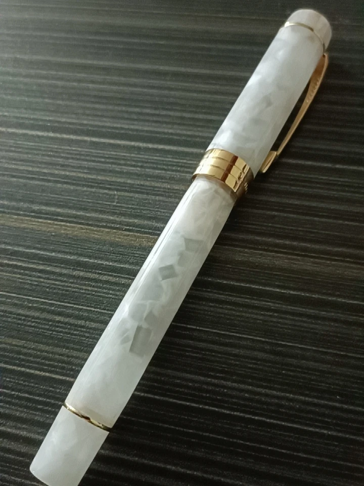 JINHAO 100 White Golden Plated Acrylic Ink Pen Great Writing New Long Nib Pink Coffee Original Fountain Pen