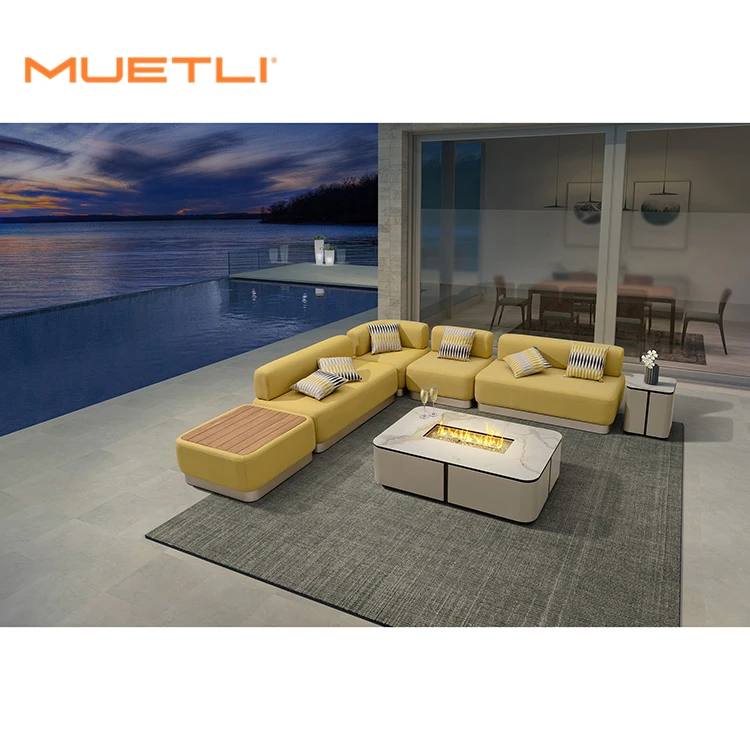 Modern Yellow Tulip Color Patio Outdoor Office Furniture Sectional Waiting Sofa