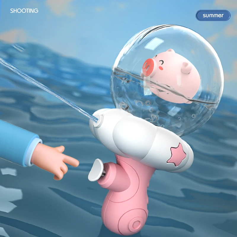 Wholesale hot sale summer outdoor multi-style mini cartoon animal press water gun kids playing water bath toys with light