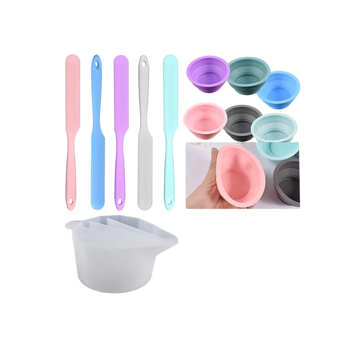 9.8cm colorful Foldable Silicone bowl for facial washing brush Beauty Egg Sponge Puff Facial mask glue cup Beauty cleaning tool
