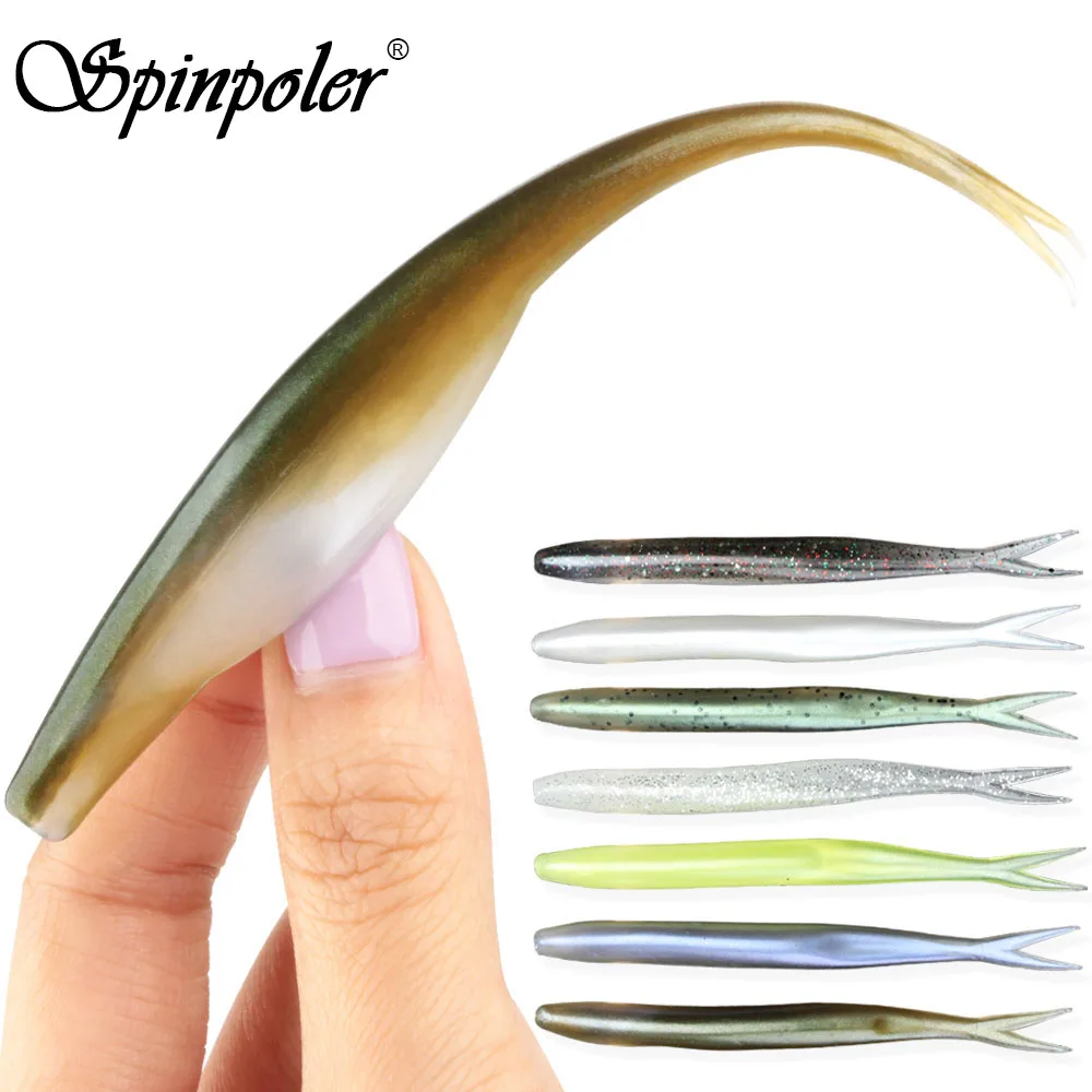 Spinpoler TPR Floating Jerk Bait Shad Minnow Soft Fishing Lure 10x Strong Artificial Bait Split Tail Drop Shot Bass Pike Zander