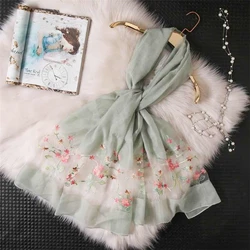 Популярный Лидер продаж, модный шарф из органзы с вышивкой, Женский хиджаб