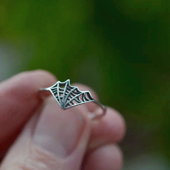 Gothic Punk Rock Cosplay Spiderman Unisex Halloween Jewelry Dark Series Hollow 925 Sterling Silver Spider Web Rings Men