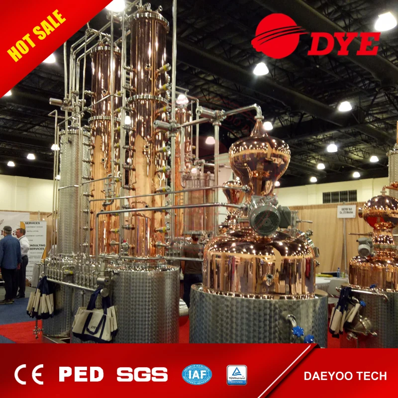 DYE 75% 96%abv spirits making machine copper distillery equipments for sale