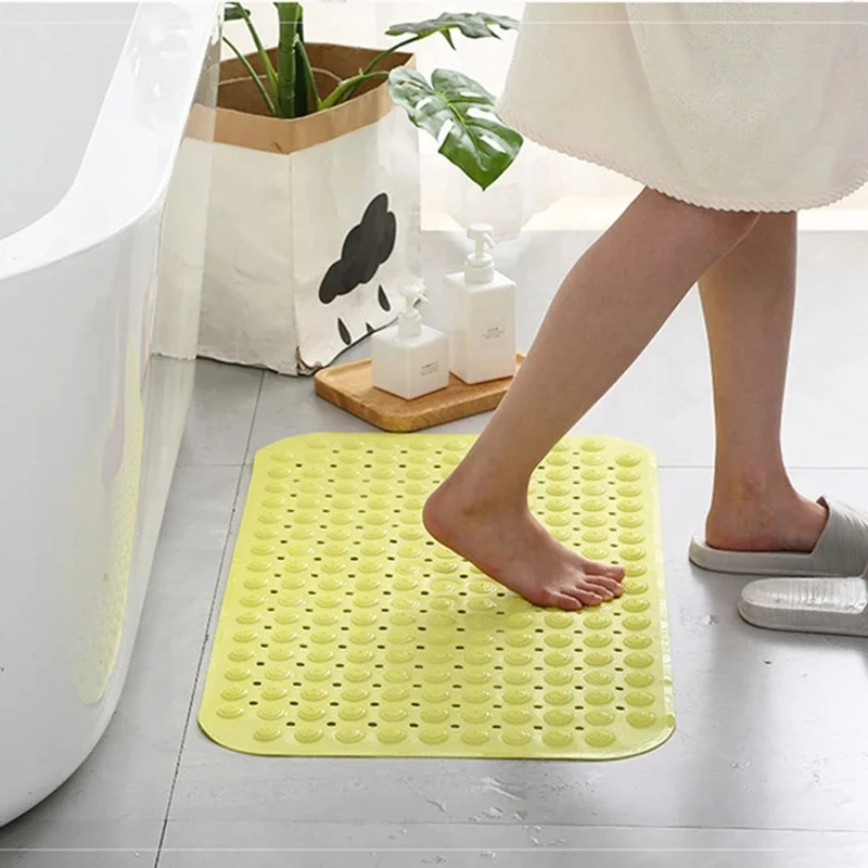 PVC Material Bathroom Mat Foot Scrubber Non Slip Shower Mat Bath Mat with Suction Cups and Drain Holes