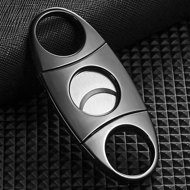Manufacturer Ready To Ship Silver Round Stainless Steel Metal Handle Double Edge Cigar Knife