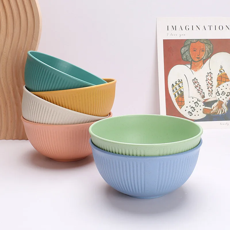 Wholesale manufacture factory dinnerware set wheat straw rice bowl fiber bowls set