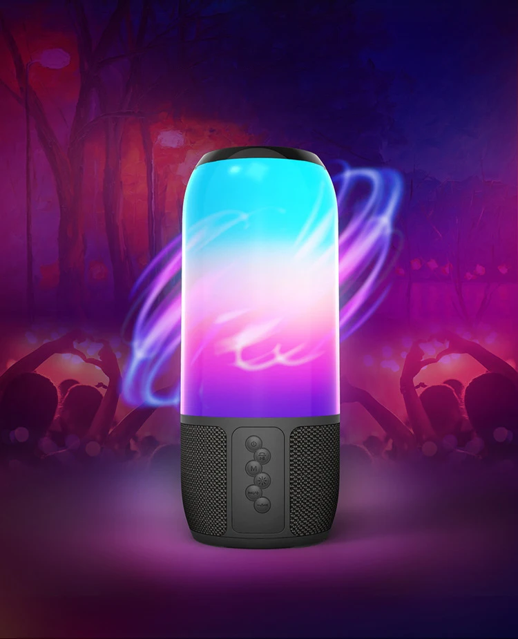 2022 New Design Cool RGB Breathing Light Speaker Wireless USB TF U Disk Radio Waterproof Portable Mini Subwoofer