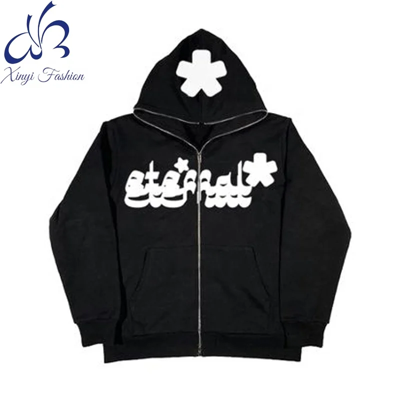 XINYI Street Style  Best-Selling Oversized Tapestry Heavyweight French Terry Full Zip Up Hoodies Custom For Men