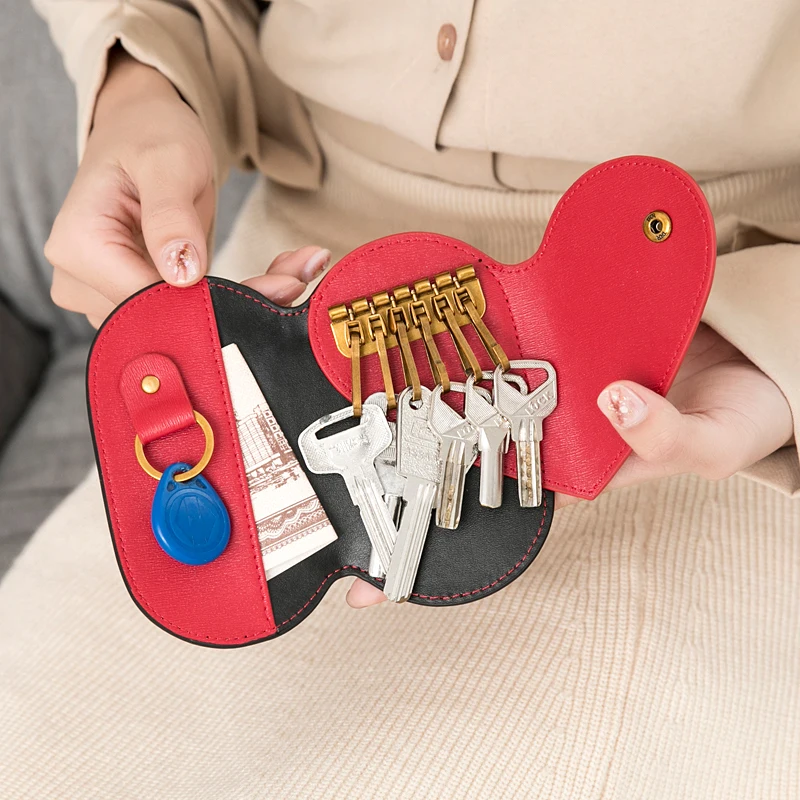 MIYIN 2021 new small key pack female Korean Mini cute student multi-functional color contrast love key pack key clip PU lady bag