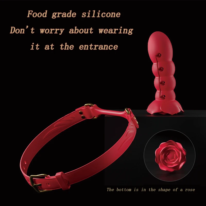 2024 new factory price sm rose love multi-stage mouth ball deep throat plug exercise adjustable entrance length