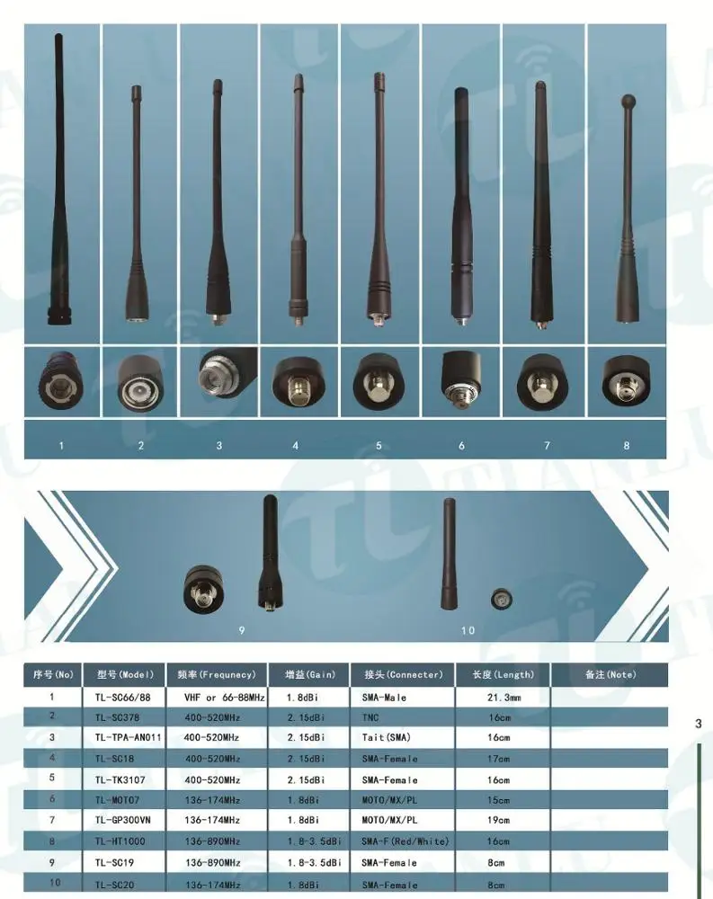 TLV8 handheld VHF antenna long range walkie talkie antenna