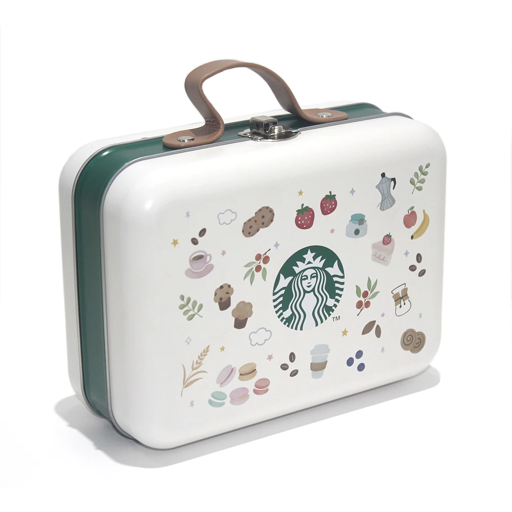 Custom Printing Kids Handle Lunch Box Lovely Metal Tin Box For Christmas Gift