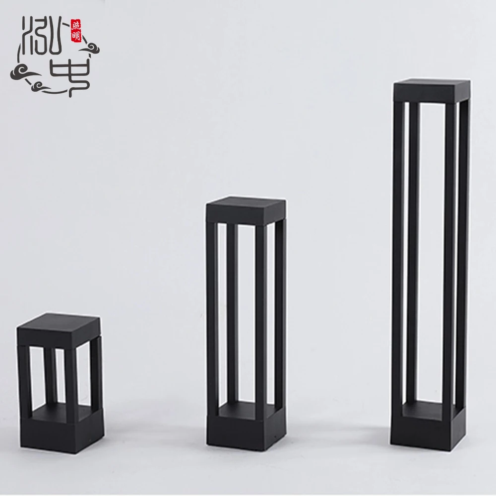 Колонка водонепроницаемый квадратный 600 мм алюминиевый улицы сада травы песочный черный теплый свет лампы газон