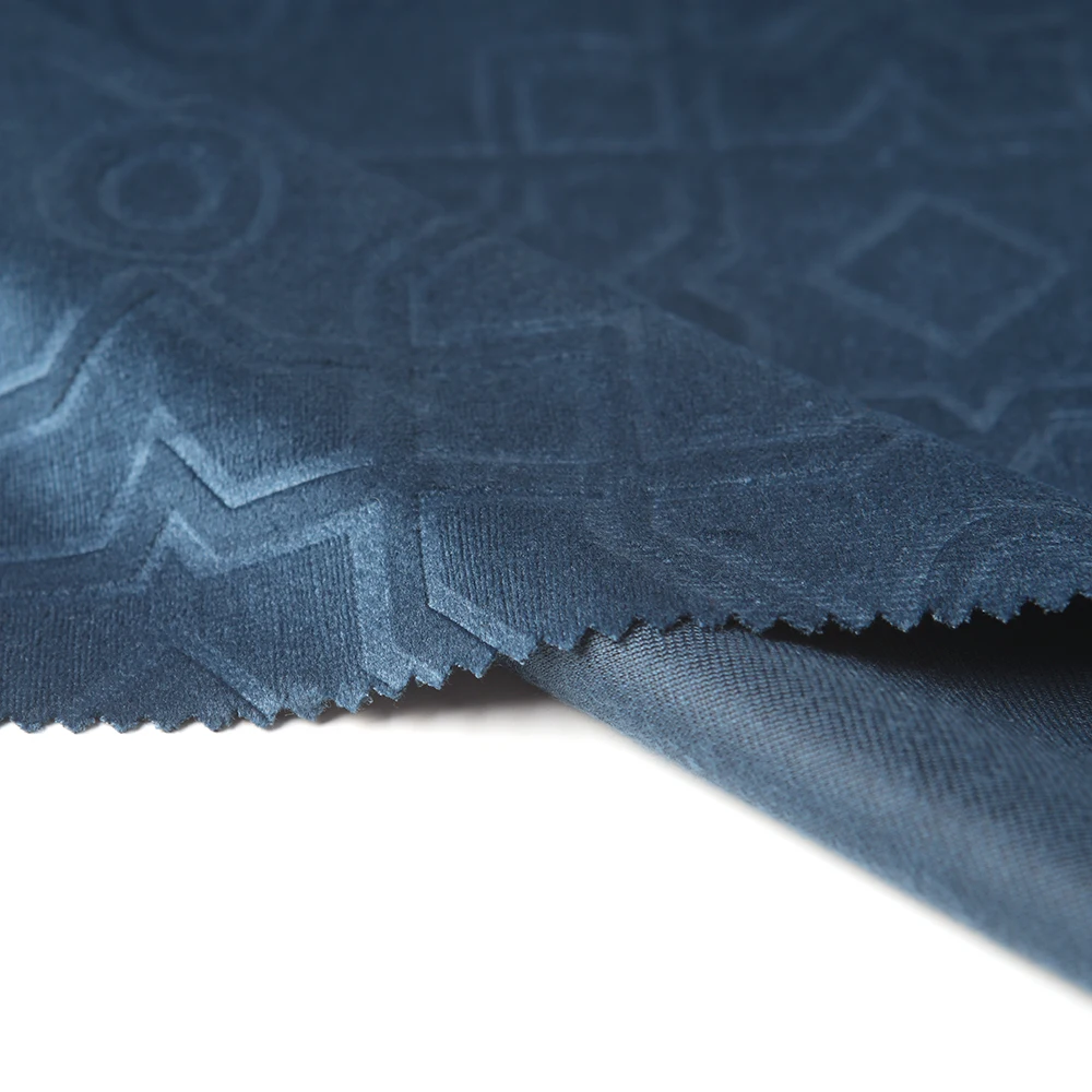 Wholesale 100% polyester upholstery  sofa fabric embossed print super soft velvet fabric for home deco