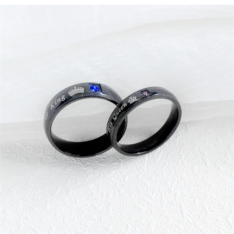 New Herking HisQueen Crown Queen Titanium Steel black Couple ring Couple Ring