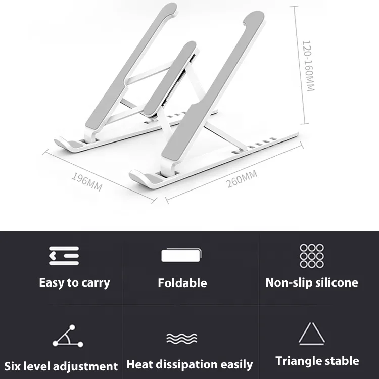 Foldable Height Adjustable Ergonomic Computer Notebook Aluminum Stand Holder Lift For Desk