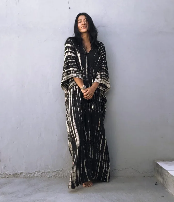 High Quality Wholesale 11 Color Bohemia Style Beach Cover Up Stylish Tie Dye Open Front Long Kimono Swimsuit Cover Up For Women