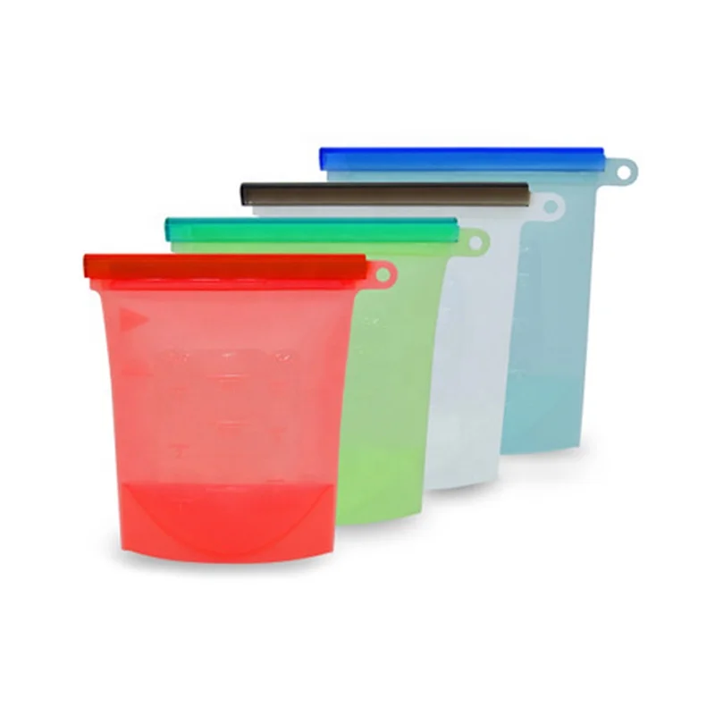 Custom Eco Friendly 500ml Washable BPA Free Leakproof Storage Collapsible Reusable Silicone Food Bags