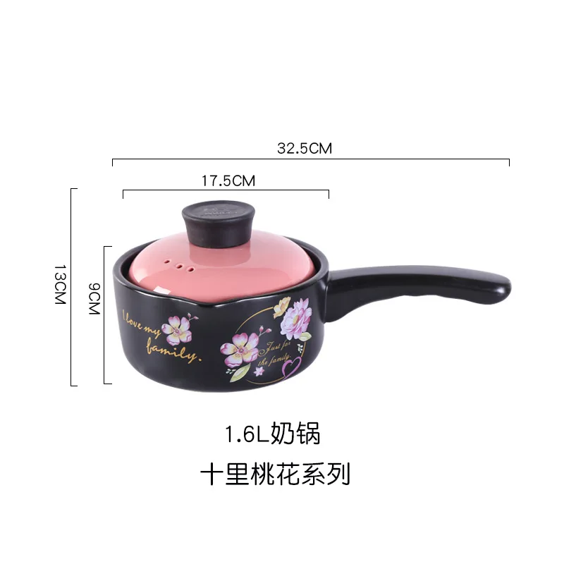 LFGB 1L-8.5L Round Black Cookware Soup Dutch Ovens Ceramic Clay Casserole Pot with lid
