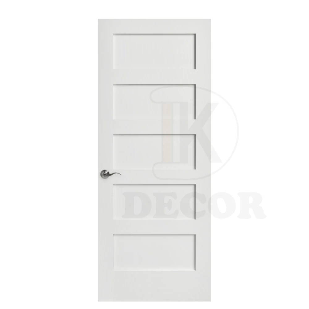 USA Market Modern Solid White Primer Wood MDF Shaker Interior Doors for Houses