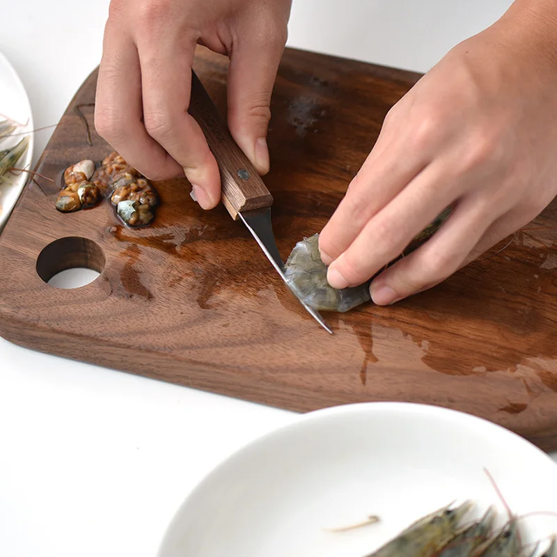 kitchen utensil Shrimp knife with Wooden Handle Seafood Cutter Stainless steel Shrimp cleaner knife