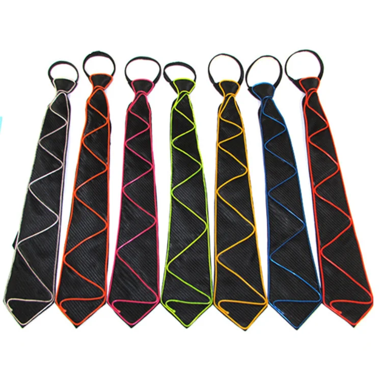 Men EL Wire Neon LED Luminous Party Halloween Christmas Luminous Light Up Decoration DJ Bar Club Stage Prop Clothing Glowing Tie