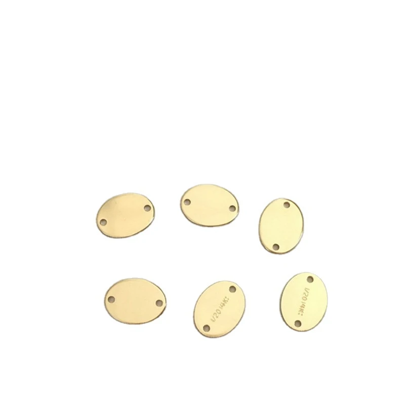 GP permanent Jewelry Tags for chains Rectangle Oval Engravable Hang Name Logo 14K Gold Filled Charms wholesale