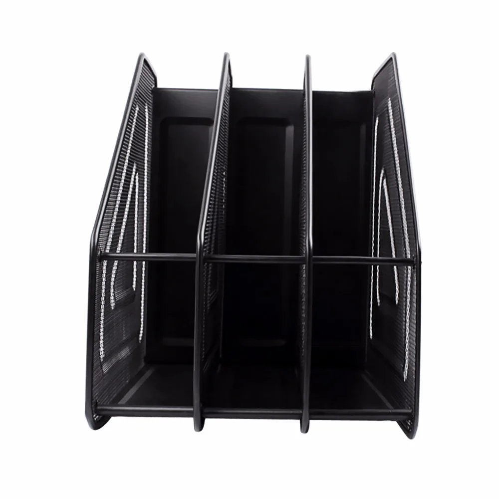 Metal Black Mesh Desk File Organizer  3-tier Magazine Holder Magazine File Holder Organizer
