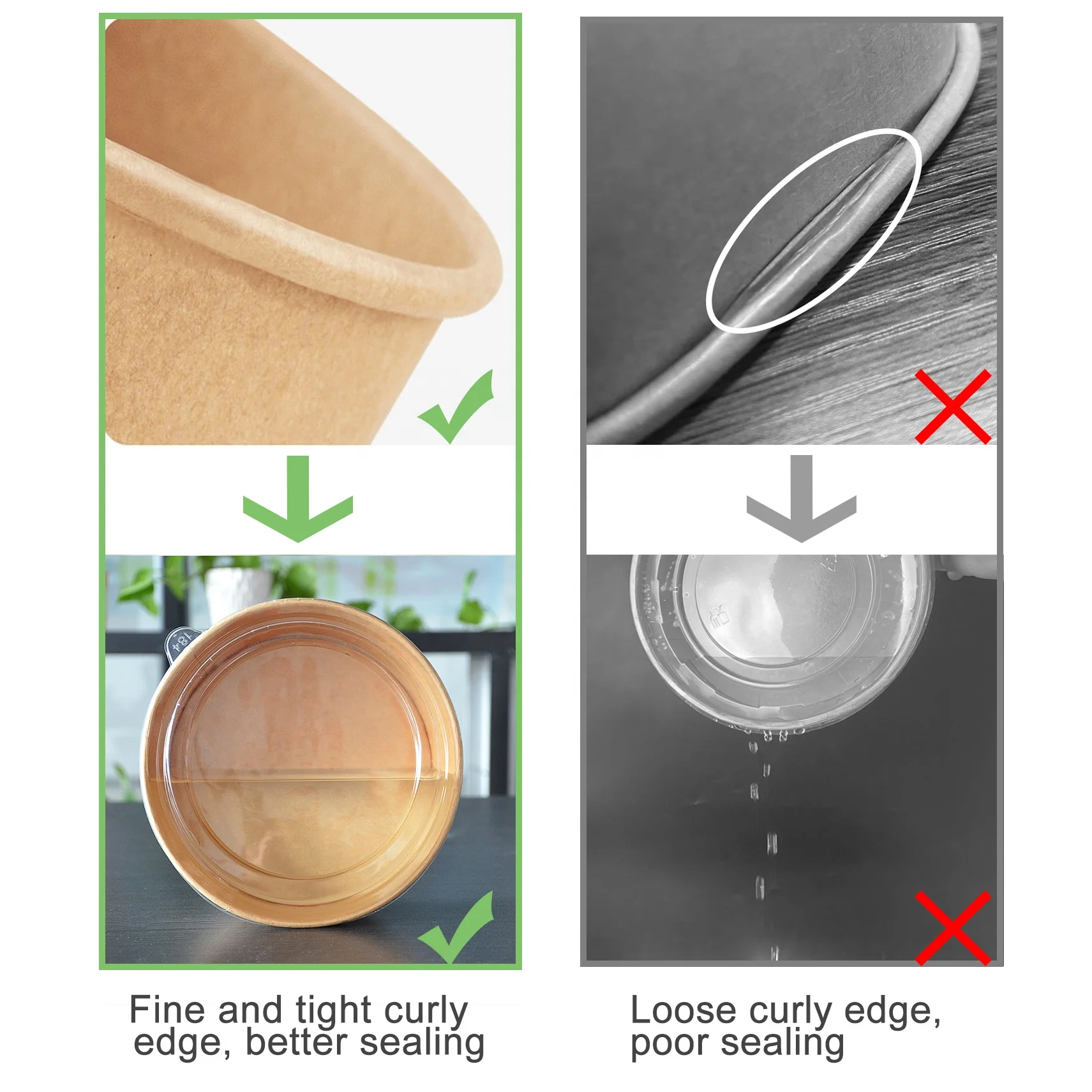 Restaurant ODM/OEM Round Brown Biodegradable Eco-Friendly Disposable Salad Fast Fraft Edible Soup Cup