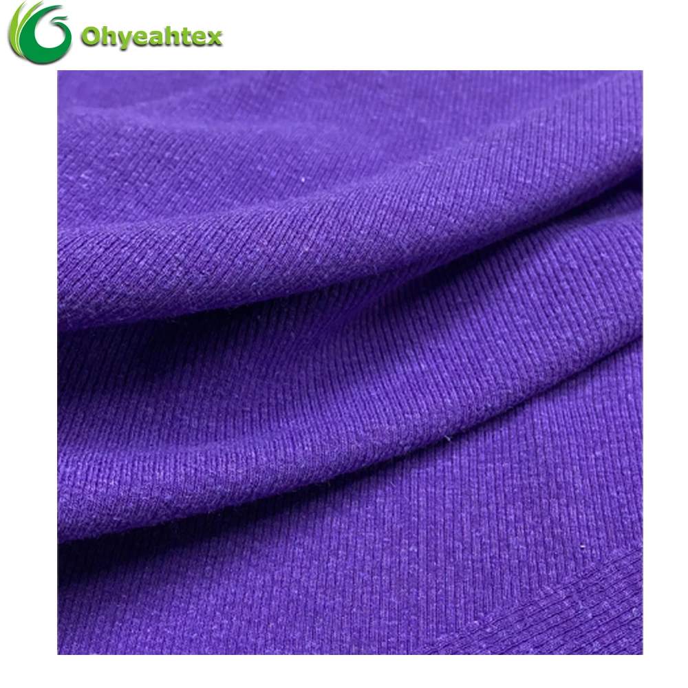 
China Supplier Natural 4 Way Stretch Knitted 2X2 Rib Bamboo Hemp fabric For Suits 