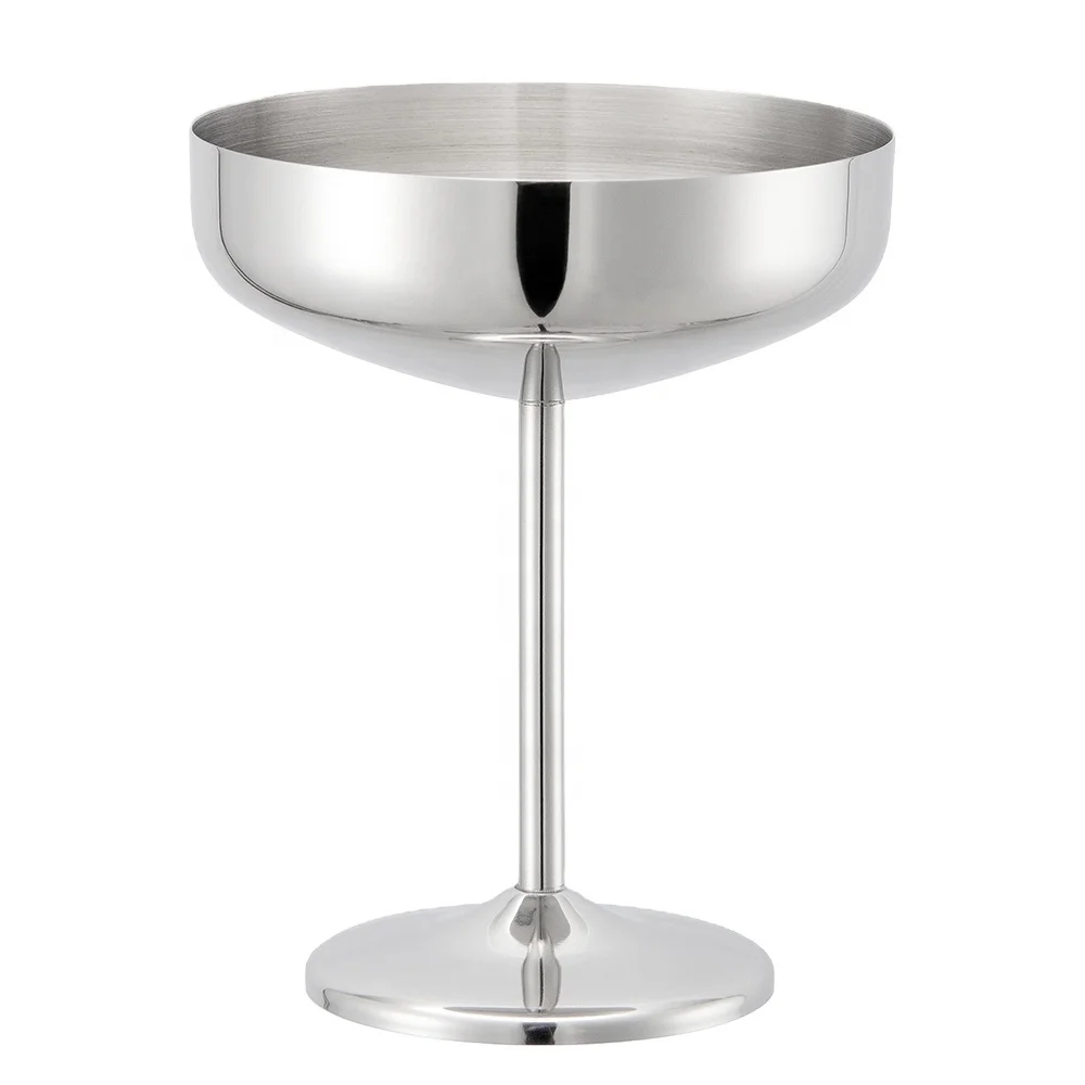 EFINE 300ml Champagne Coupe Metal Goblet Stainless Steel Cocktail Cups for Beach Bar