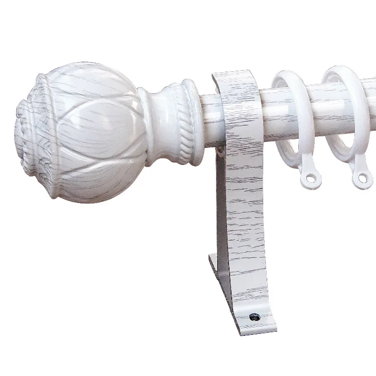 IKSUN curtain rod set China Factory aluminium Wooden grain Curtain Rod Set with Curtain Accessories