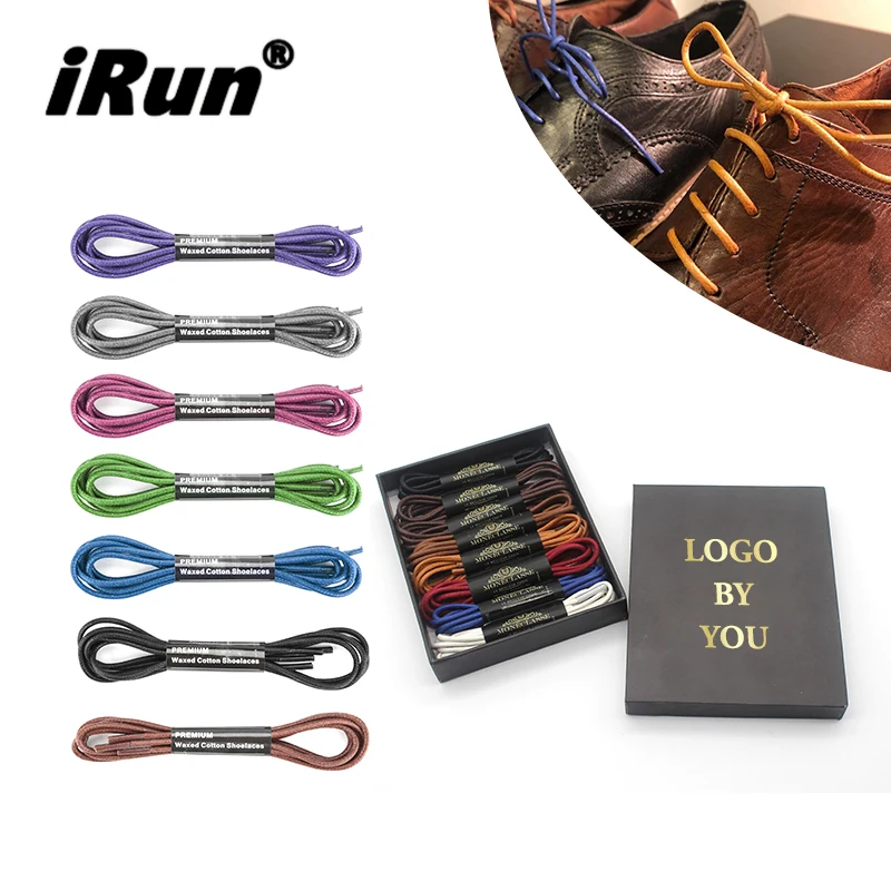 SunFei  custom logo waxed laces cotton round waxing shoelaces waxed Golf  Athletic shoe laces thin leather shoelaces