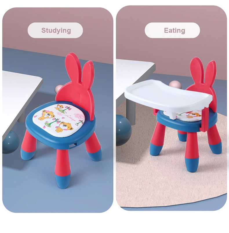 Baby Feeding Chair with Music Detachable Tray Feeding Chair Cartoon Crown and Bunny Shape Portable Toddler Activity Seat
