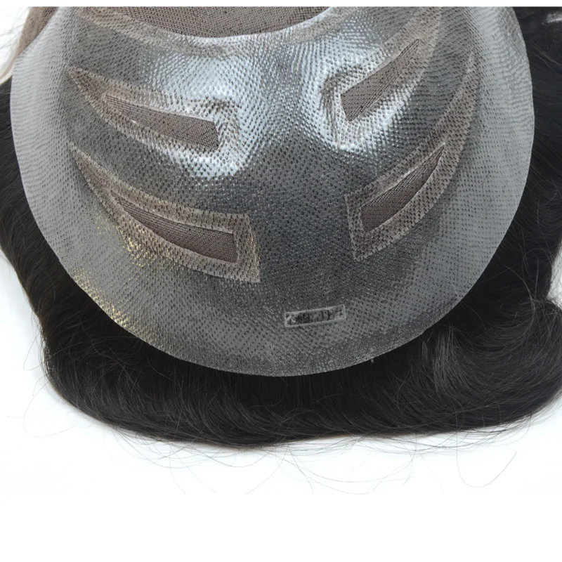 Natural Hairline Invisible human hairpieces high quality Mono top men toupee