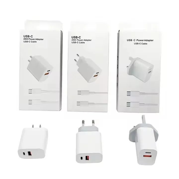 Оптовая продажа PD 20 Вт USB-C адаптер для iPhone 16 15 14 13 12 11 зарядное устройство US EU UK Type C QC 3 0 Быстрая зарядка