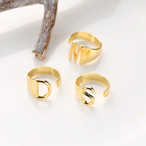 26 English 2020 fashion alphabet gold letter ring for women initial name letter simple rings jewelry women