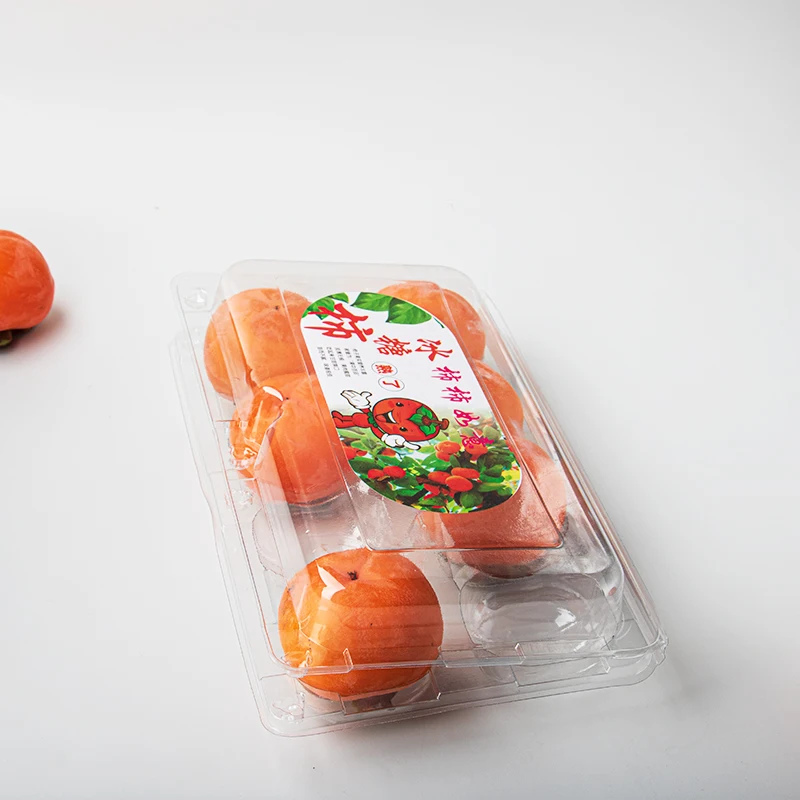 High-grade fruit packing container transparent persimmon crisper thickened plastic fruit  container with lid