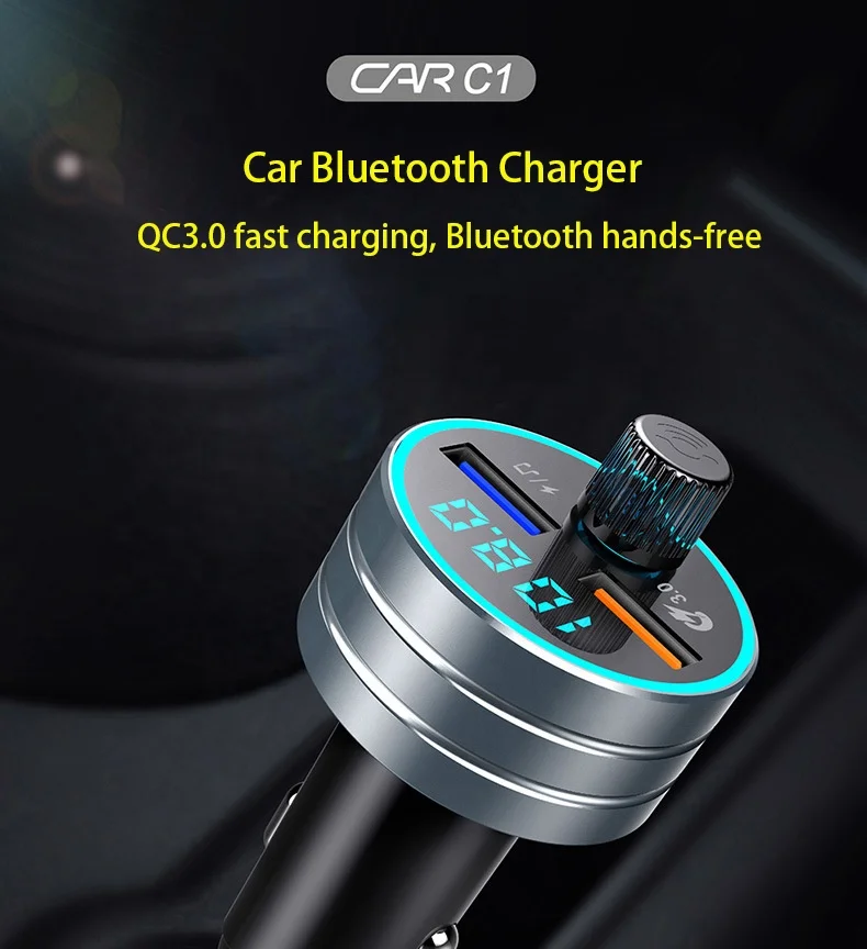  Универсальное автомобильное зарядное устройство с Bluetooth дистанционным управлением светодиодная подсветка быстрая зарядка