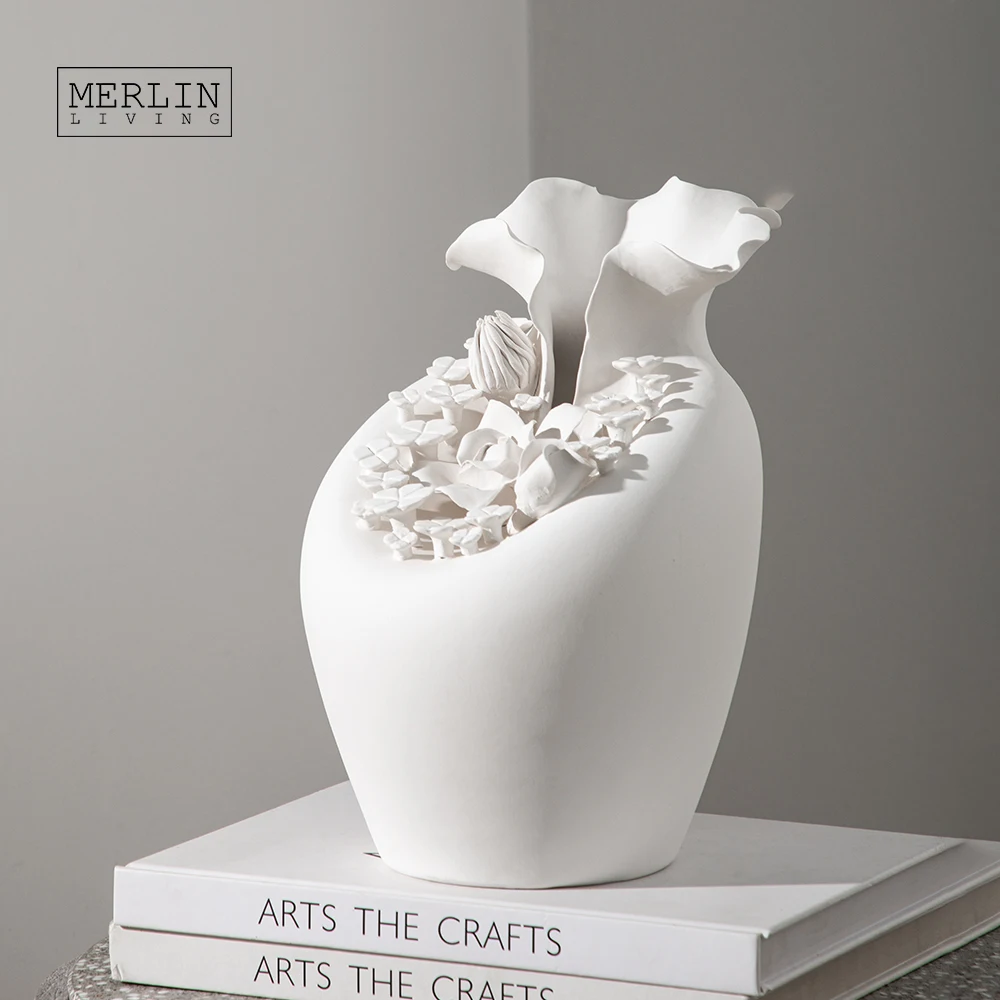 Merlin Living handmade Ceramic vase for home decor ceramic flower vintage vase Chaozhou Ceramic Factory OEMODM Custom