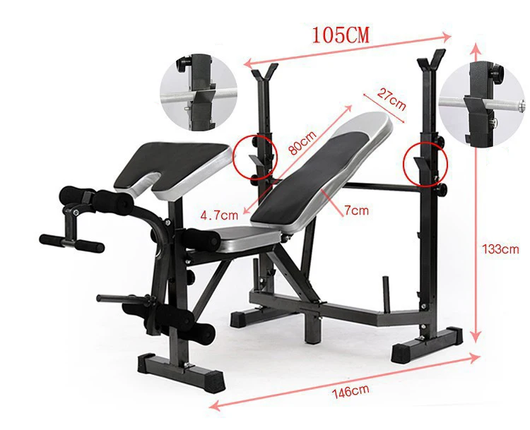  Foldable Adjustable Versatile Workout Bench and Barbell Squat Rack Strength Training for Home