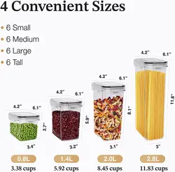 Pantry Organizers 24 Pack Large Airtight Plastic Cereal Container Box Food Storage Containers Sets For Sugar,Flour,Dry Food